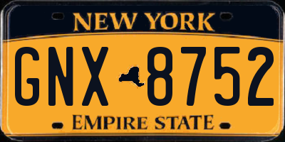 NY license plate GNX8752