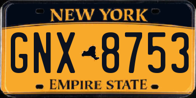 NY license plate GNX8753