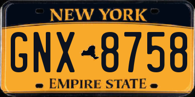 NY license plate GNX8758
