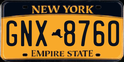 NY license plate GNX8760