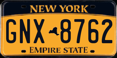 NY license plate GNX8762