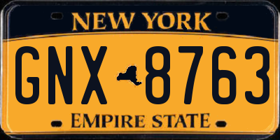 NY license plate GNX8763