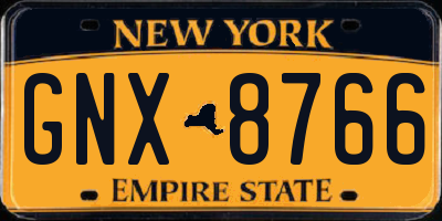 NY license plate GNX8766