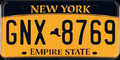 NY license plate GNX8769