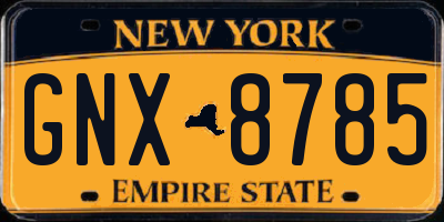 NY license plate GNX8785