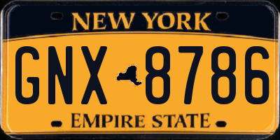 NY license plate GNX8786