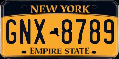 NY license plate GNX8789