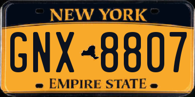 NY license plate GNX8807