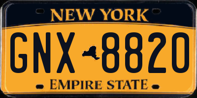 NY license plate GNX8820