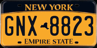 NY license plate GNX8823