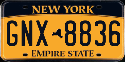 NY license plate GNX8836