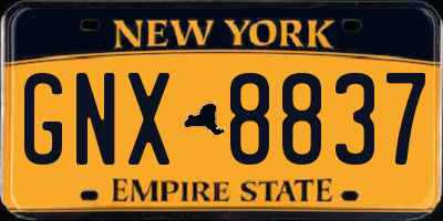 NY license plate GNX8837