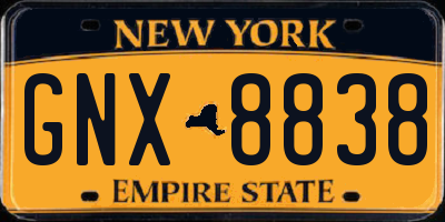 NY license plate GNX8838