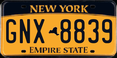 NY license plate GNX8839
