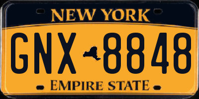 NY license plate GNX8848