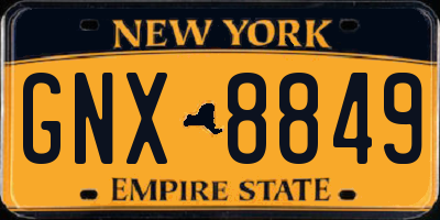 NY license plate GNX8849