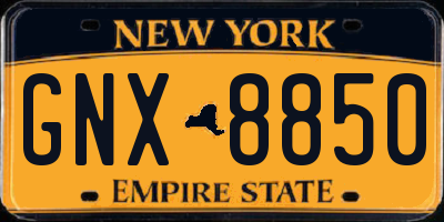 NY license plate GNX8850