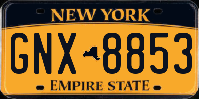 NY license plate GNX8853