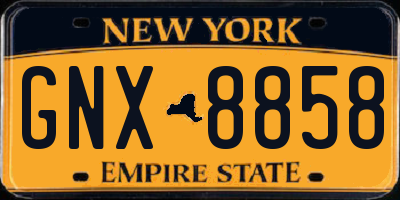 NY license plate GNX8858