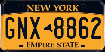 NY license plate GNX8862