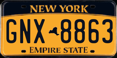 NY license plate GNX8863