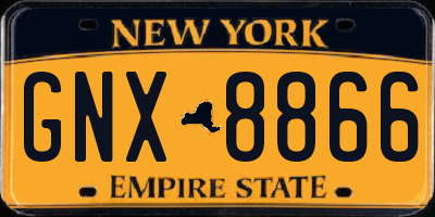 NY license plate GNX8866