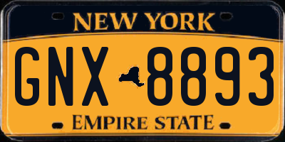 NY license plate GNX8893