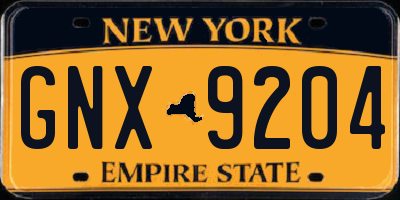 NY license plate GNX9204