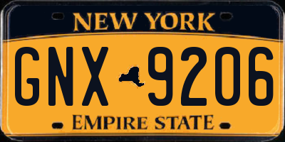 NY license plate GNX9206