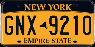 NY license plate GNX9210