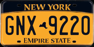 NY license plate GNX9220