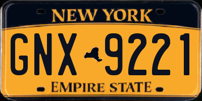 NY license plate GNX9221