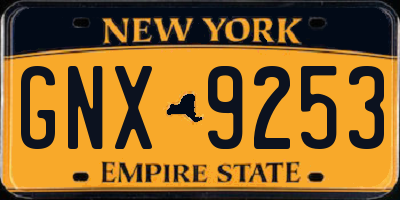 NY license plate GNX9253