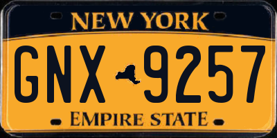 NY license plate GNX9257
