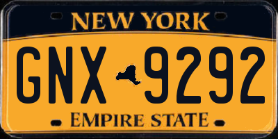 NY license plate GNX9292