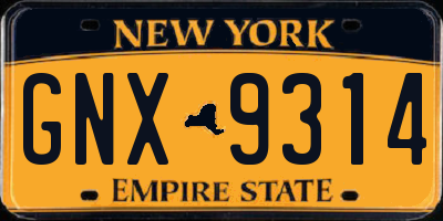 NY license plate GNX9314