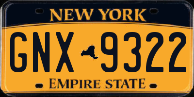 NY license plate GNX9322