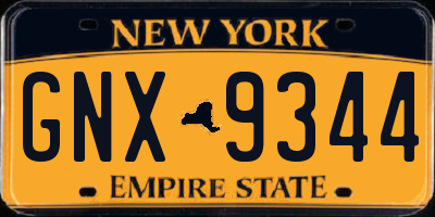 NY license plate GNX9344