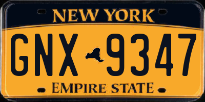 NY license plate GNX9347