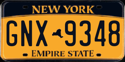 NY license plate GNX9348
