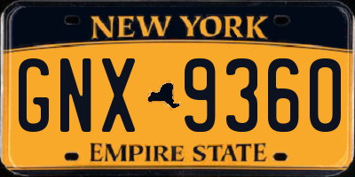 NY license plate GNX9360