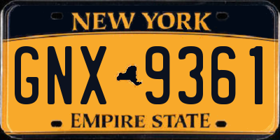 NY license plate GNX9361