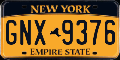 NY license plate GNX9376
