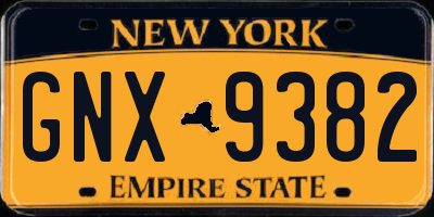 NY license plate GNX9382