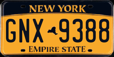 NY license plate GNX9388