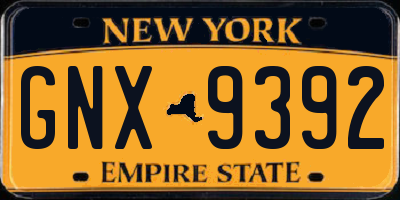NY license plate GNX9392