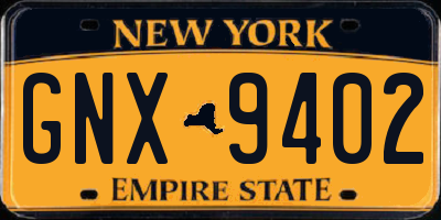 NY license plate GNX9402