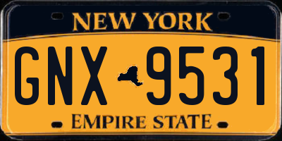 NY license plate GNX9531
