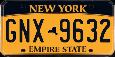 NY license plate GNX9632