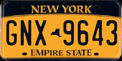 NY license plate GNX9643